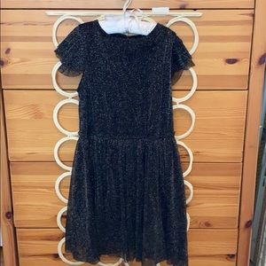 Zara Girls Black flutter sleeve silver lame dress
